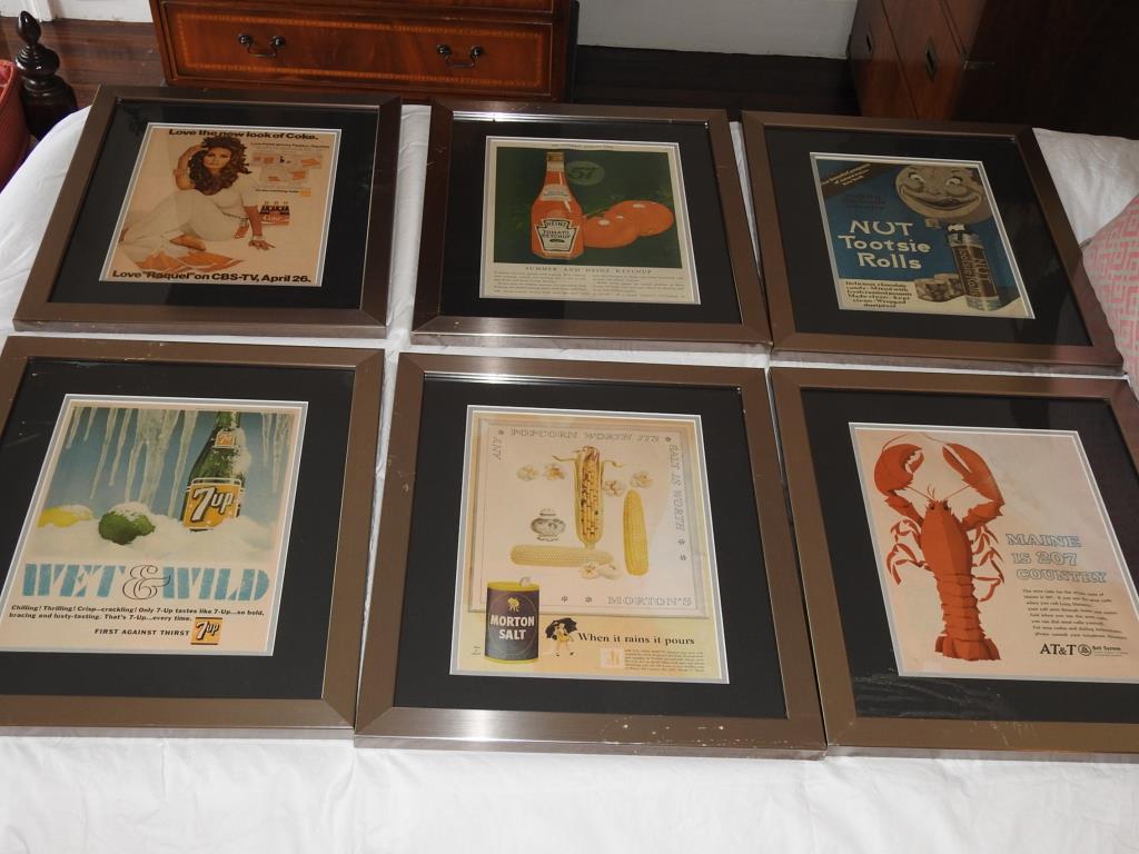 Seven Framed Vintage Advertisements (1 of 8)