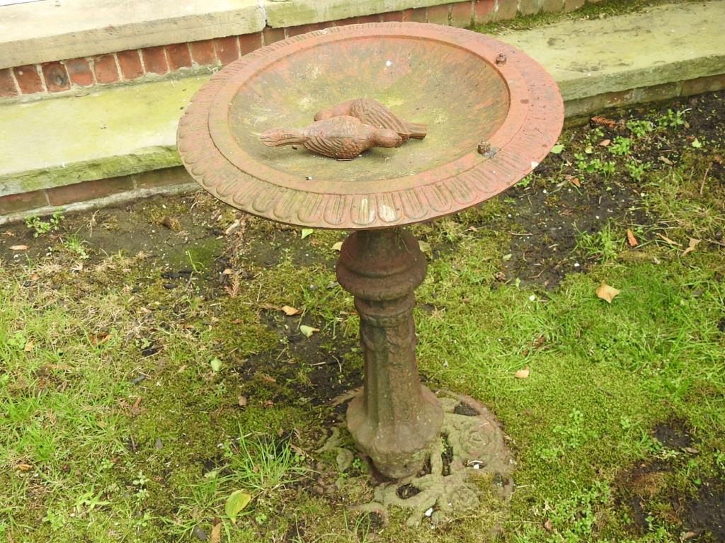 Iron Bird Bath: Iron bird bath in as-is condition.