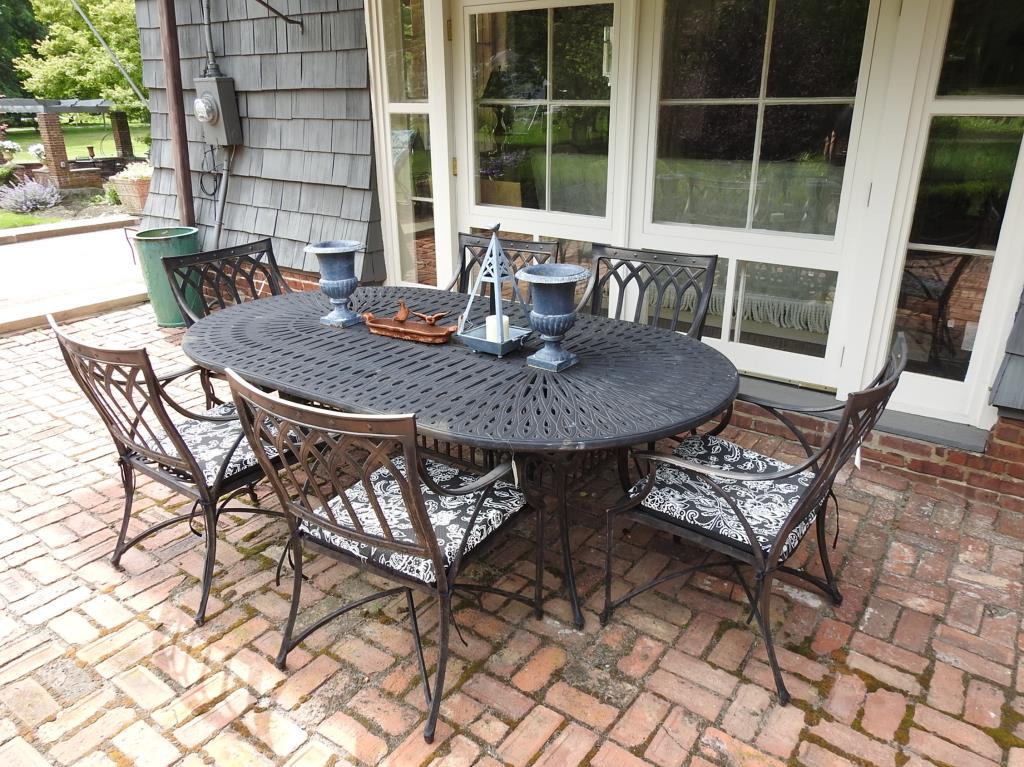 Seven Piece Gothic Outdoor Dining Set (1 of 8)