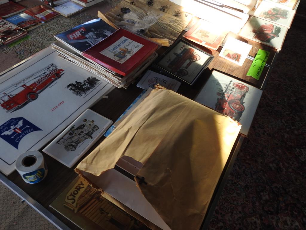 LARGE GROUP OF FIRE TRUCK PICTORIALS & EPHEMERA: All items in as found condition. Everything is being sold as-is. Many lots have large quantities of items. Please read the terms of the auction carefully to establish pick-up and payment options. This