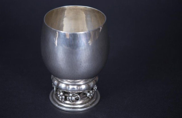 1 Georg Jensen Sterling Silver Goblet: 1 Georg Jensen Sterling Silver 4"x2-1/2" Goblet. 6.76 TO.