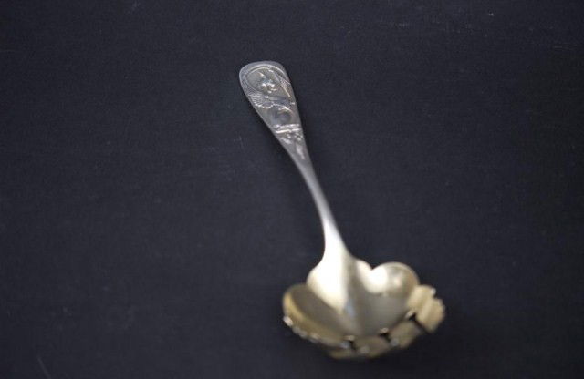 1 Marsh & Hoffman SS Serving Spoon: 1 Marsh & Hoffman Sterling Silver, Ornate, Griffin handled Serving Spoon. 3.42 TO.
