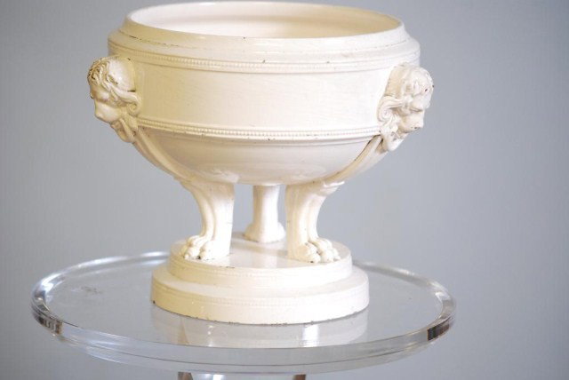 ANTIQUE CREAMWARE BOWL: 9 1/2"h x 11"diameter. In good "as found" condition.