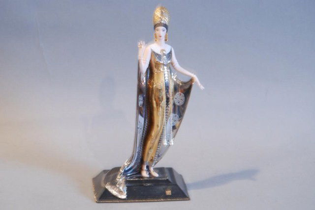 HOUSE OF ERTE PORCELAIN STATUE "ISIS": 10"h x 5"w x 4"d. In good condition.