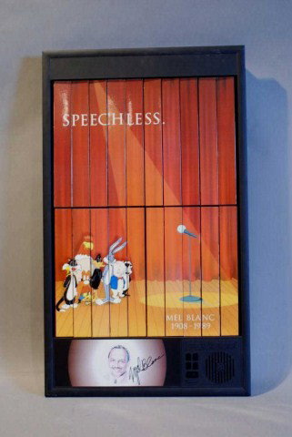 ANIMATED ANIMATION'S MEL BLANC 1908-1989: "Speechless", Power Pictures, Warner Bros. Studio Store, 30"h x 17-1/2"w x 2-1/2"d. In working order.