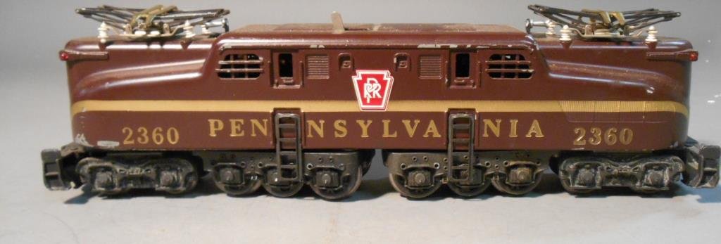 Lionel GG-1 Locomotive: Lionel postwar O gauge #2360 Pennsylvania Tuscan solid stripe GG-1 locomotive.