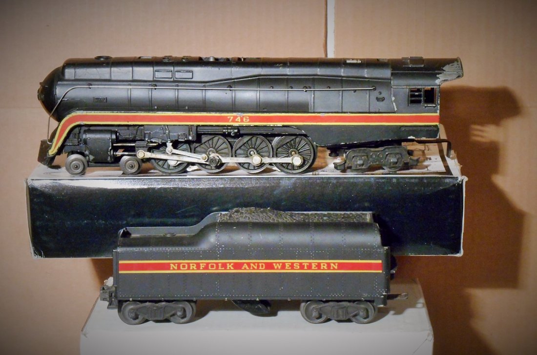 Lionel Locomotive & Tender: Lionel postwar O gauge Norfolk & Western #746 J-class 4-8-4 steam locomotive & #746W tender.