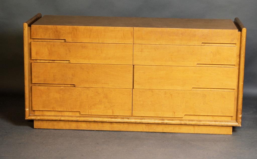 Edmund Spence Sweedish Modern Dresser: Maple with 6 drawers. Age appropriate wear - minor rubs and scratches - otherwise in good condition. Labeled " Made In Sweden No. 12" underneath.
