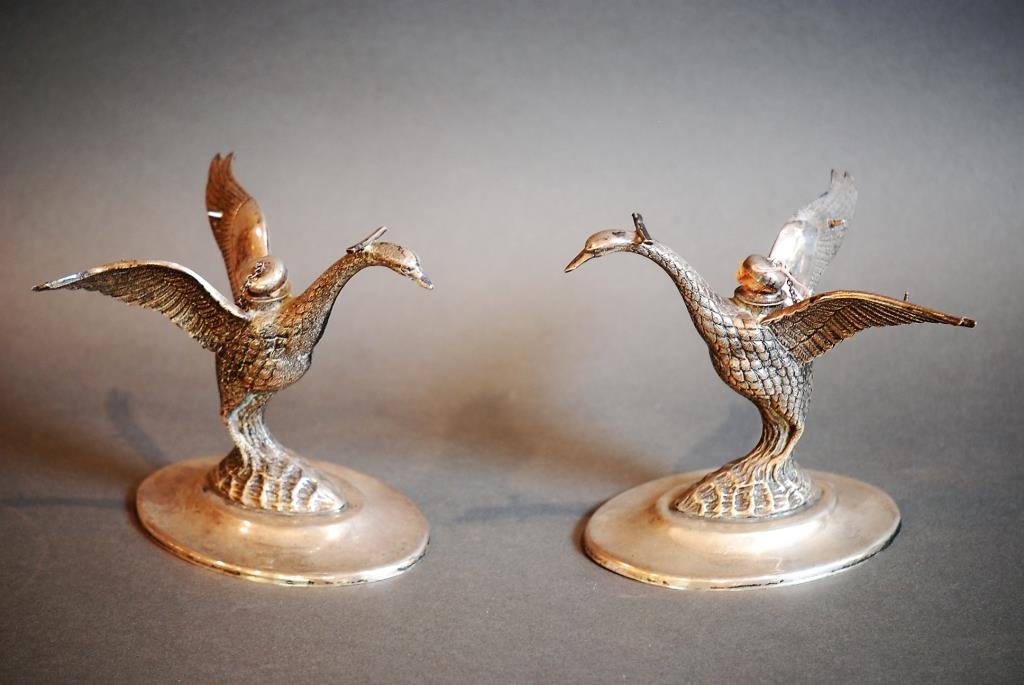 Lot of 2 Silver Plated Bird Form Brandy Warmers (1 of 5)
