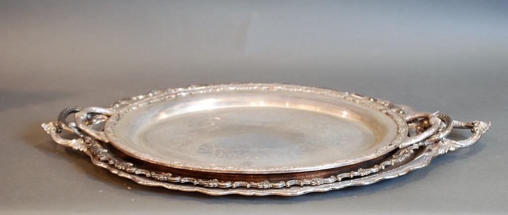 Lot of 3 S.P. Oval Serving Trays (1 of 2)
