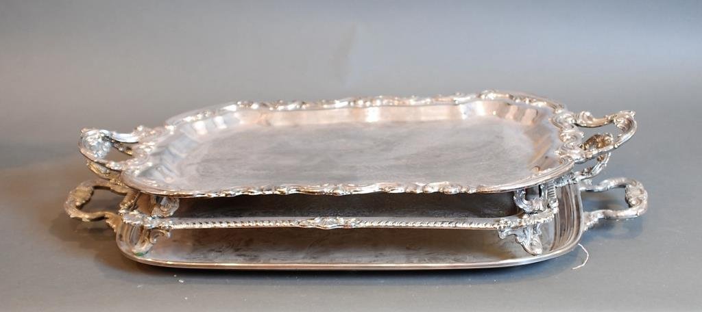 Lot of 3 S.P. Serving Trays (1 of 2)