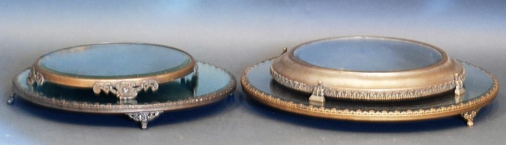 Lot of 4 Gilt Painted S.P. Mirrored Top Plateaus (1 of 3)