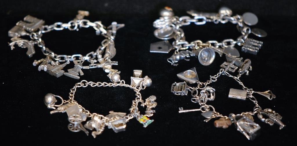 Lot of 4 .800 & S.S. Charm Bracelets (1 of 1)