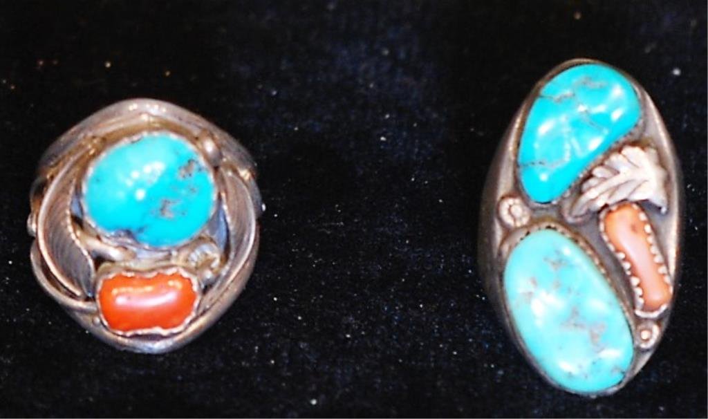 Lot of 2 Native American Indian S.S. Mens Rings (1 of 3)