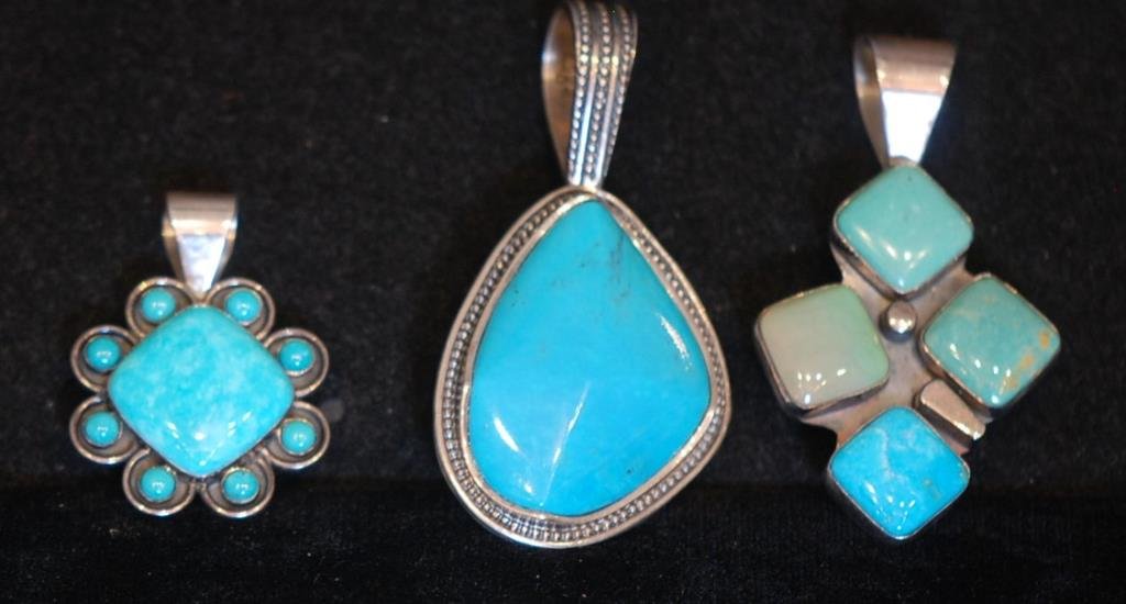 Lot of 3 Native Amer. Indian Style S.S. Pendants (1 of 2)