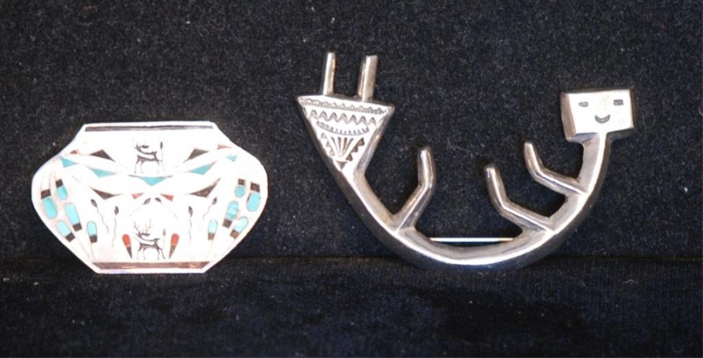 Lot of 2 Native Amer. Indian S.S. Pins (1 of 2)