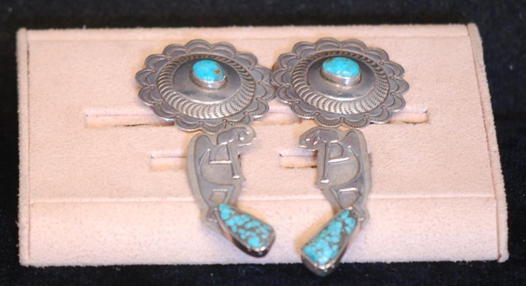 Lot of 2 Prs Native Amer. Indian S.S. Earrings (1 of 2)