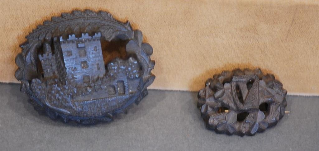 Lot of 2 Carved Irish Peat Pins (1 of 2)