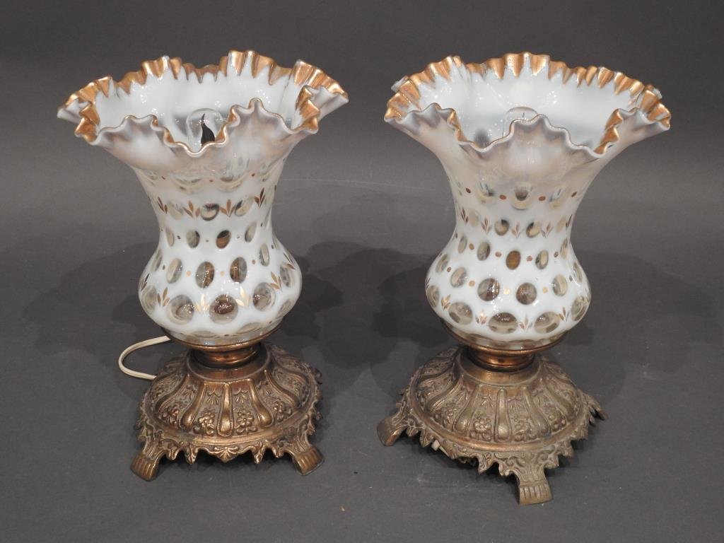 Pair of Vintage Coin Dot Shade Tops Lamps (1 of 5)