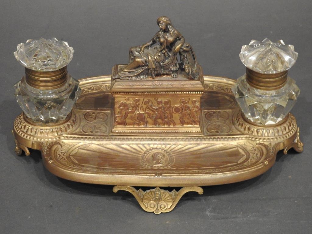 19thC Double Inkwell Stand (1 of 8)
