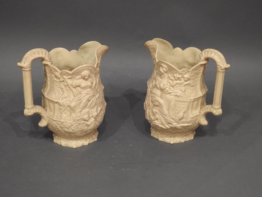 Pr. Mid to Late 19thC Parian Ware Pitchers (1 of 6)