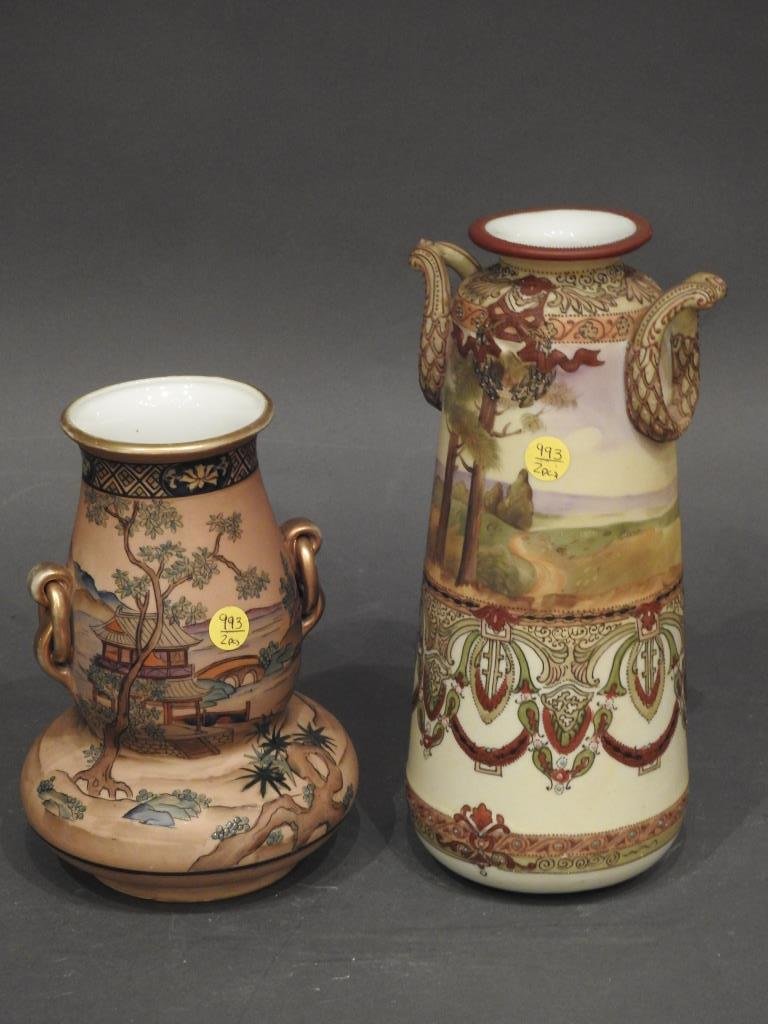 Two Nippon Hand Painted Porcelain Vases (1 of 9)