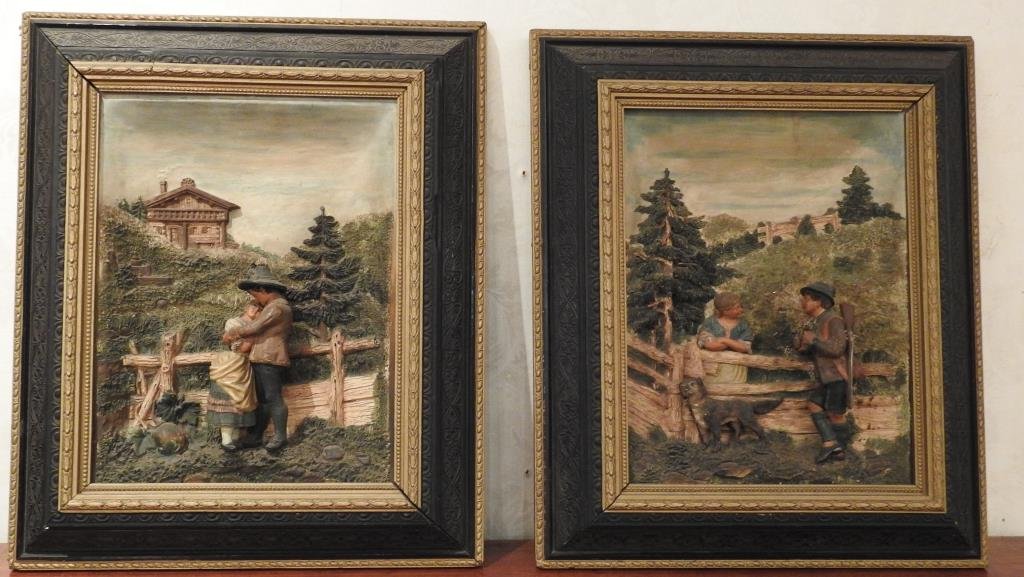 Pr. Framed Figural & Scenic Design Wall Plaques (1 of 8)