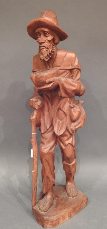 Carved Wood Statue of an Elder (1 of 5)