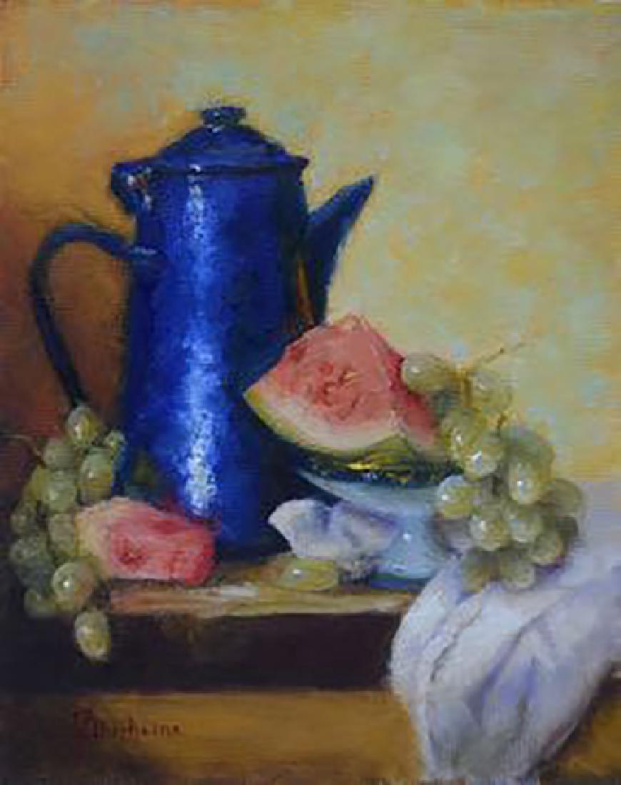 "Blue Coffee Pot & Watermelon", Mireille Duchesne (1 of 2)