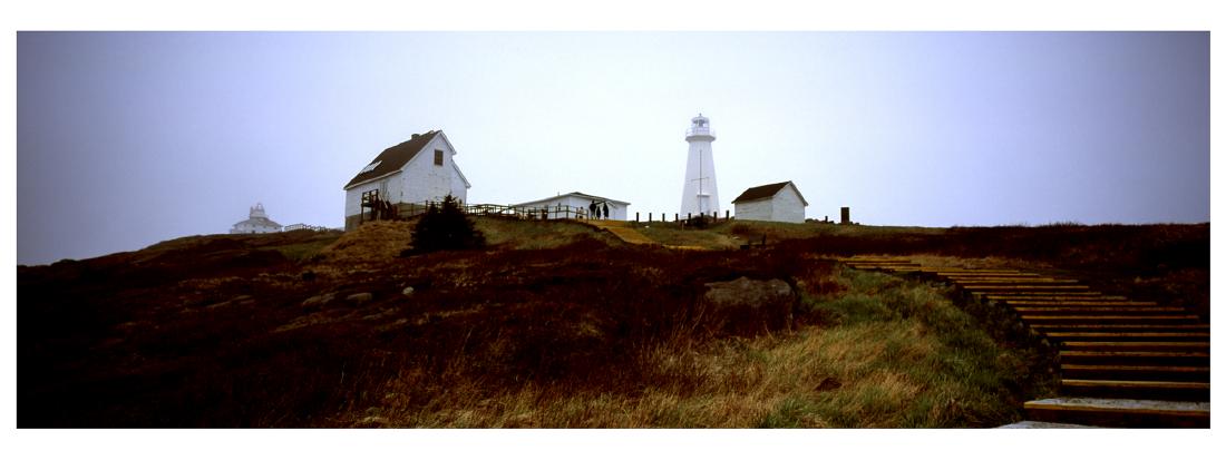 Newfoundland Panorama, Rosemary Hawkins: This panoramic photograph was taken in Newfoundland, Canada, with an Xpan 35mm camera on color transparency film and was printed on archival paper. Xpan Film Photograph . Image Size: 7x21 inches. Fram