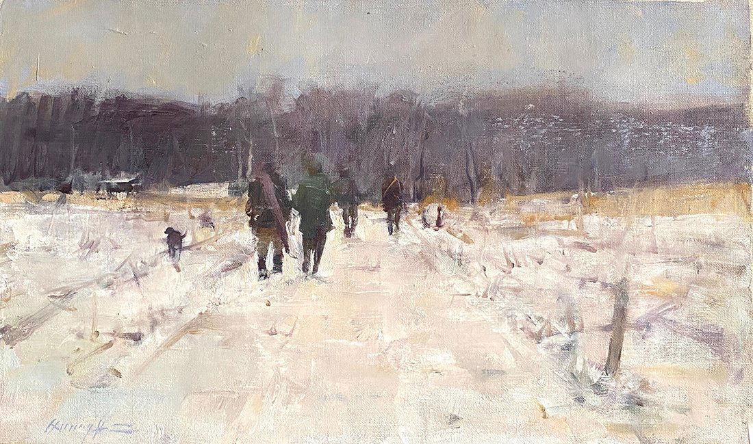 Salmagundi: Quang Ho: This Salmagundi work of art is titled, "Pheasant Hunt". Oil. Image Size: 8.5" x 14.5". Unframed. Throughout his extensive career, Quang Ho has received countless awards and honors, including several t
