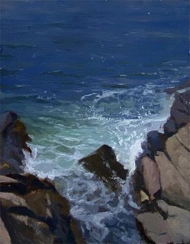 Salmagundi: Brad Davis: This Salmagundi work of art is titled, "Otter Point". This was painted en plein air at Otter Point in Acadia National Park, Maine. Oil on Panel. Image Size: 12" x 9" Framed Size: 13" x 10" Brad Davis