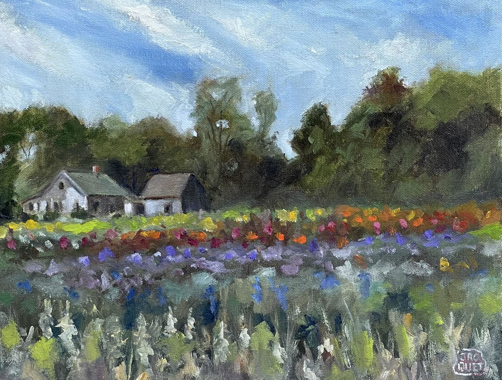 Salmagundi: Jean-Pierre Jacquet: This Salmagundi work of art is titled, "Scott's Farm". An organic Farm in Essex, CT. Oil on Board. Image Size: 11" x 14" Framed Size: 14" x 17" Jean Pierre Jacquet is a French-American painter and fil