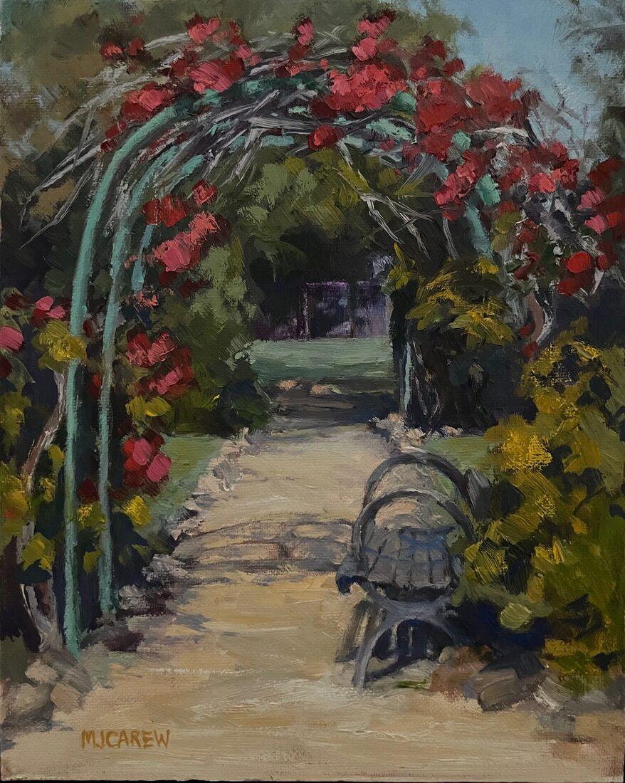 Mary Carew- Invitation: This Salmagundi work of art is titled, "Invitation". Oil. 10 x 8 (image) 15 x 13 (framed) Since 2018 Mary Jo Carew has been juried into multiple exhibitions at the Salmagundi Club, the Catherine Loril