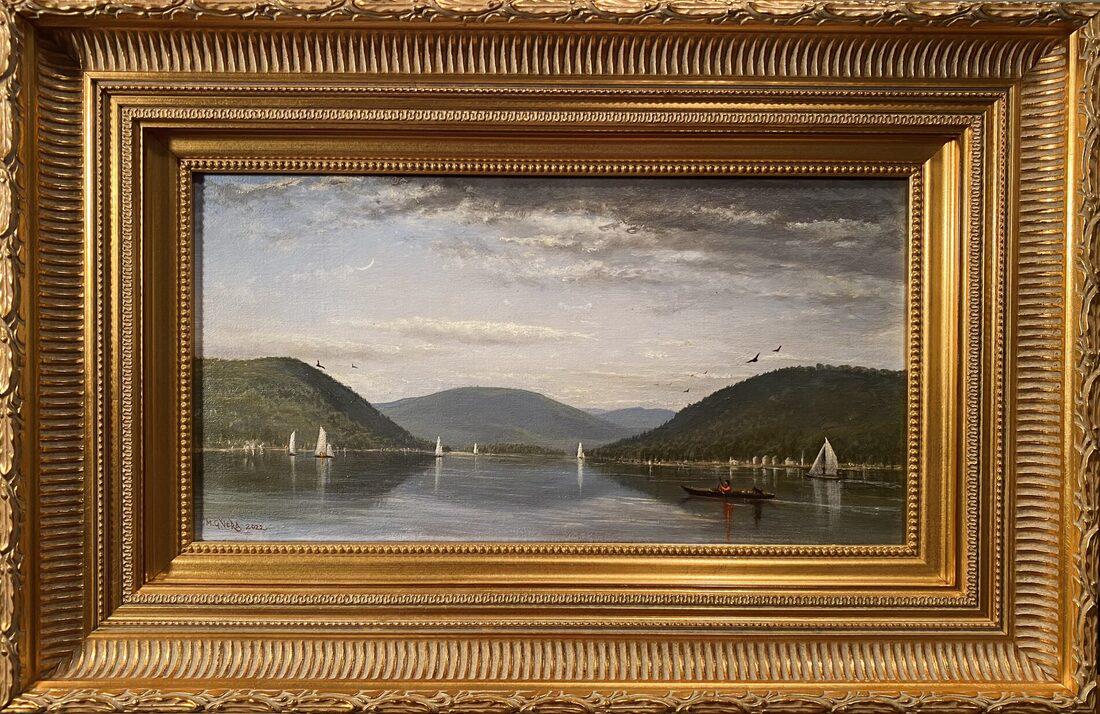 Marco Giovanni Vera- Study from the waterfront, Peekskill, NY: This Salmagundi work of art is titled, "Study from the waterfront, Peekskill, NY". Oil. 7 x 14 (image) 11 x 18 (framed)