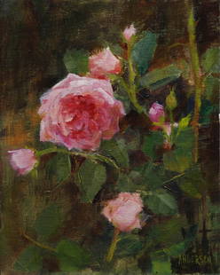 Kathy Anderson : Study of White Roses: This Salmagundi work of art is titled, "Study of White Roses". Oil. 9 x 12 (size) 11 x 14 (framed).