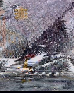 Tony Damico : Winter in Brooklyn: This Salmagundi work of art is titled, "Winter in Brooklyn". Oil. 14 x 11 (size) 19 x 16 (framed). Tony DAmico has been recognized over the years with many national awards for his work. He is a