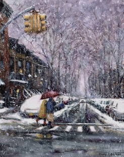 Tony Damico : Winter in Brooklyn: This Salmagundi work of art is titled, "Winter in Brooklyn". Oil. 14 x 11 (size) 19 x 16 (framed). Tony DAmico has been recognized over the years with many national awards for his work. He is a