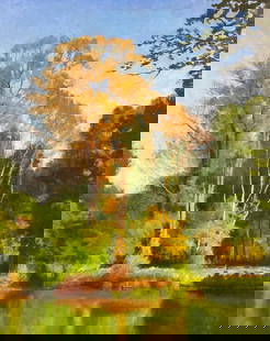 Deborah Leber : Fall Mosaic: This Salmagundi work of art is titled, "Fall Mosaic". Oil. 30 x 24 (size) 36 x 30 (framed).