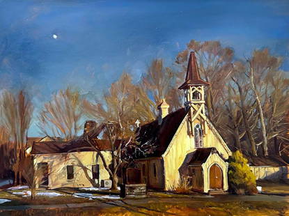 Marcus Pierno : Rural Gothic: This Salmagundi work of art is titled, "Rural Gothic". Oil. 12 x 16 (size) 14 x 18 (framed).