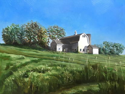 Lucy K Kalian : Damirscotta Farm: This Salmagundi work of art is titled, "Damirscotta Farm". Oil. 8 x 10 (size) 10 x 12 (framed). Apparent in her still life paintings, landscape paintings, and graphite drawings is the marriage of