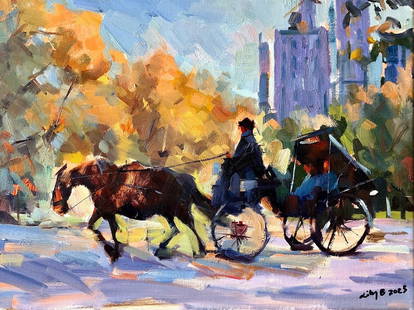 Lily Braff : Central Park in NYC: This Salmagundi work of art is titled, "Central Park in NYC". Oil. 12 x 16 (size) 17 x 21 (framed). Lily Braff has been a member of Salmagundi club since 2019. Her artworks have been recognized both