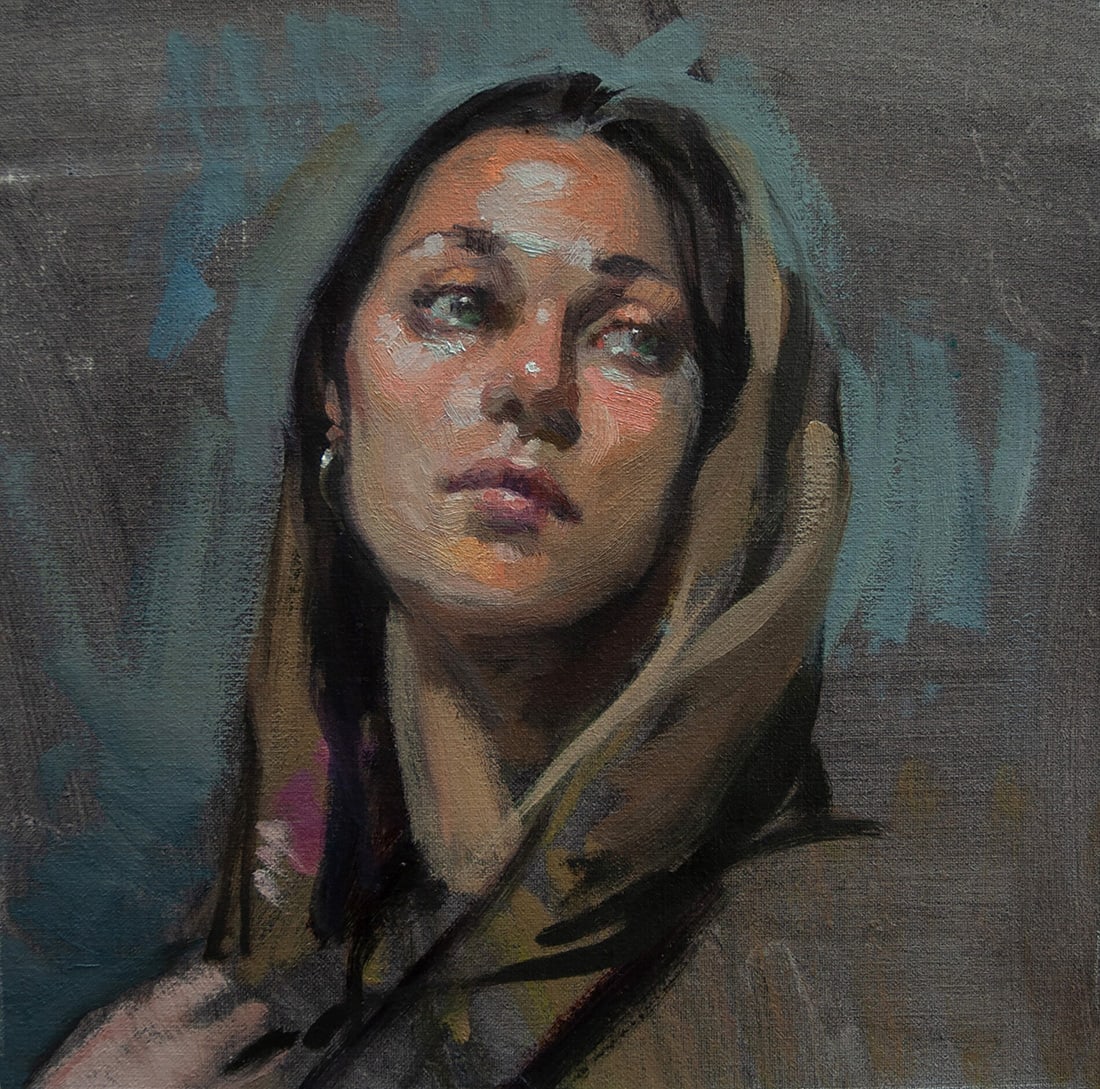 Garin J Baker : Mazi: This Salmagundi work of art is titled, "Mazi". Oil. 12 x 12 (size) 16 x 16 (framed). Born in 1961 in New York City, Garin Baker was raised on the Upper West Side of Manhattan. Working primarily from l