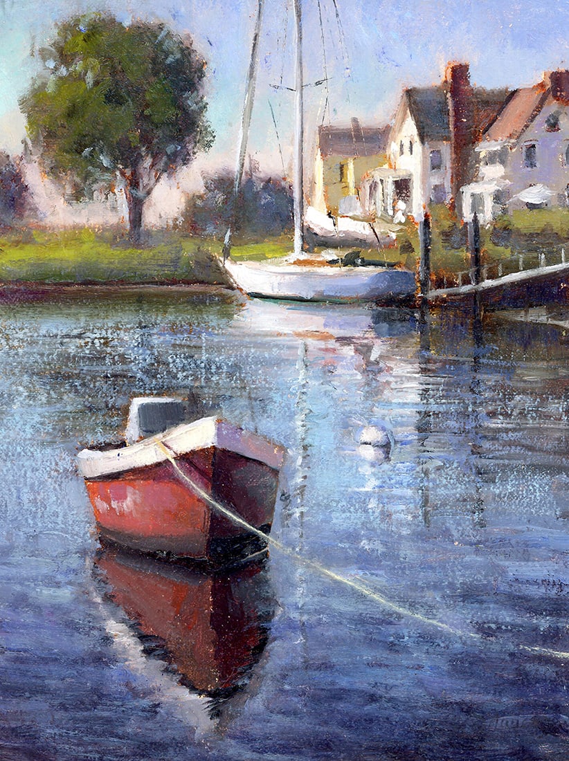 Tony Damico : The Oyster Boat, Aww Shucks: This Salmagundi work of art is titled, "The Oyster Boat, Aww Shucks". Oil. 8 x 6 (size) 13 x 11 (framed). Tony DAmico has been recognized over the years with many national awards for his work. He is a