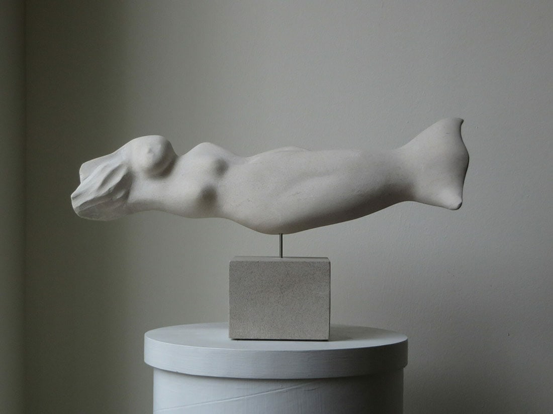 Lou Lalli : Mermaid: This Salmagundi work of art is titled, "Mermaid". Sculpture. 8 x 14 x 4 (size) . A long career as a professional engineer, ending in 2001, was paralled as a weekend stone sculptor. Retiring, Lou embar