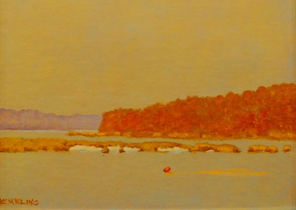 "Navesink from Sea Bright", Guy Hembling,: Oil. Image: 8.5 x 11.5. Framed: 14 x 17.