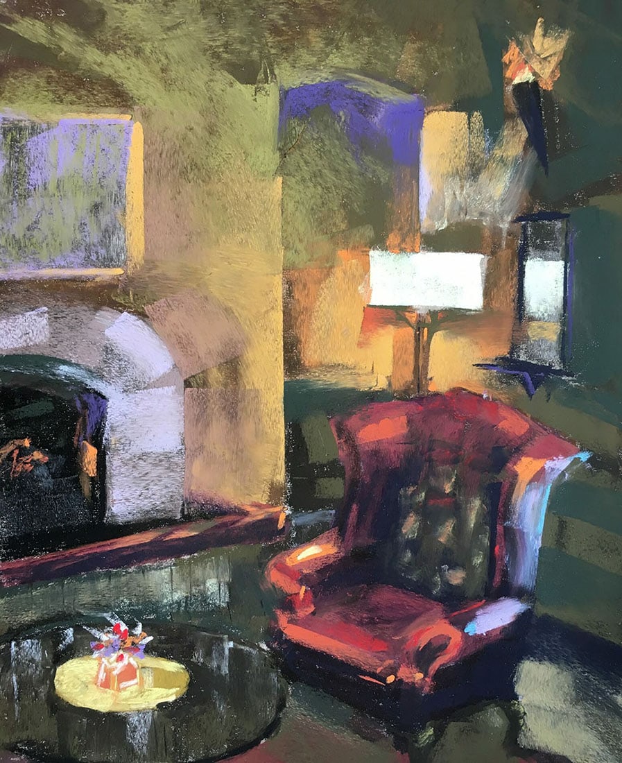 Jody Shyllberg : Red Chair: This Salmagundi work of art is titled, "Red Chair" (Salmagundi Club Collection). Pastel. 11 x 9.5 (size) 14 x 12.5 (framed). I graduated college with a BA in commercial art. After 30+ years of a graph