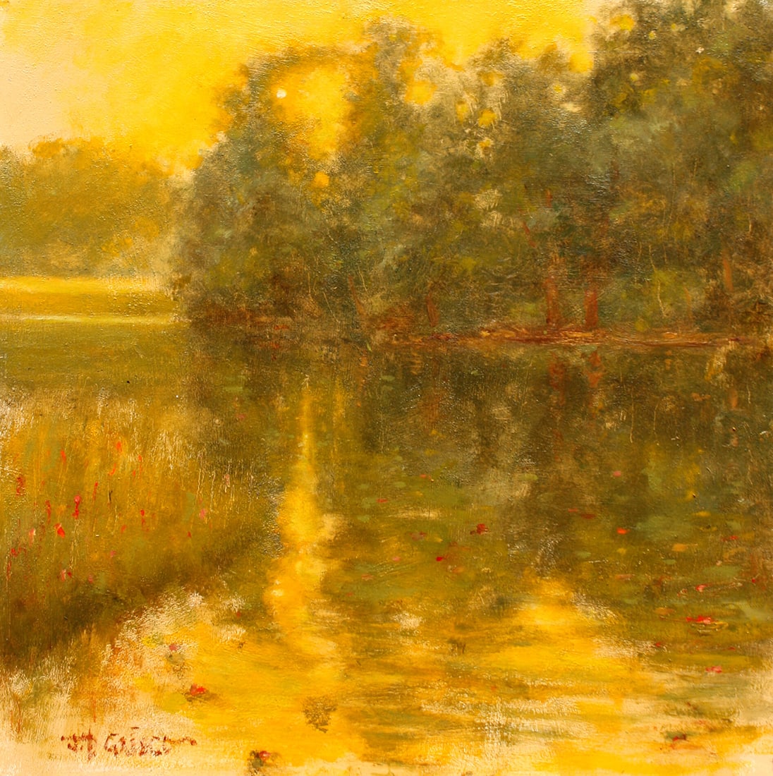 Joseph Greico : Glorious Afternoon: This Salmagundi work of art is titled, "Glorious Afternoon". Oil. 12x12 (size) 17x17 (framed). Mr. Grieco is an American award winning artist. Best known for his enchanting city scapes, tonal landscap