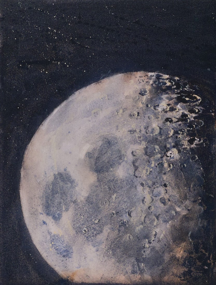 Thomas Bucci : A New York Moon: This Salmagundi work of art is titled, "A New York Moon". Watercolor. 15x11 (size) 21x17 (framed). Bucci has his favorite subjects, which tend towards the built environment. This was painted from life