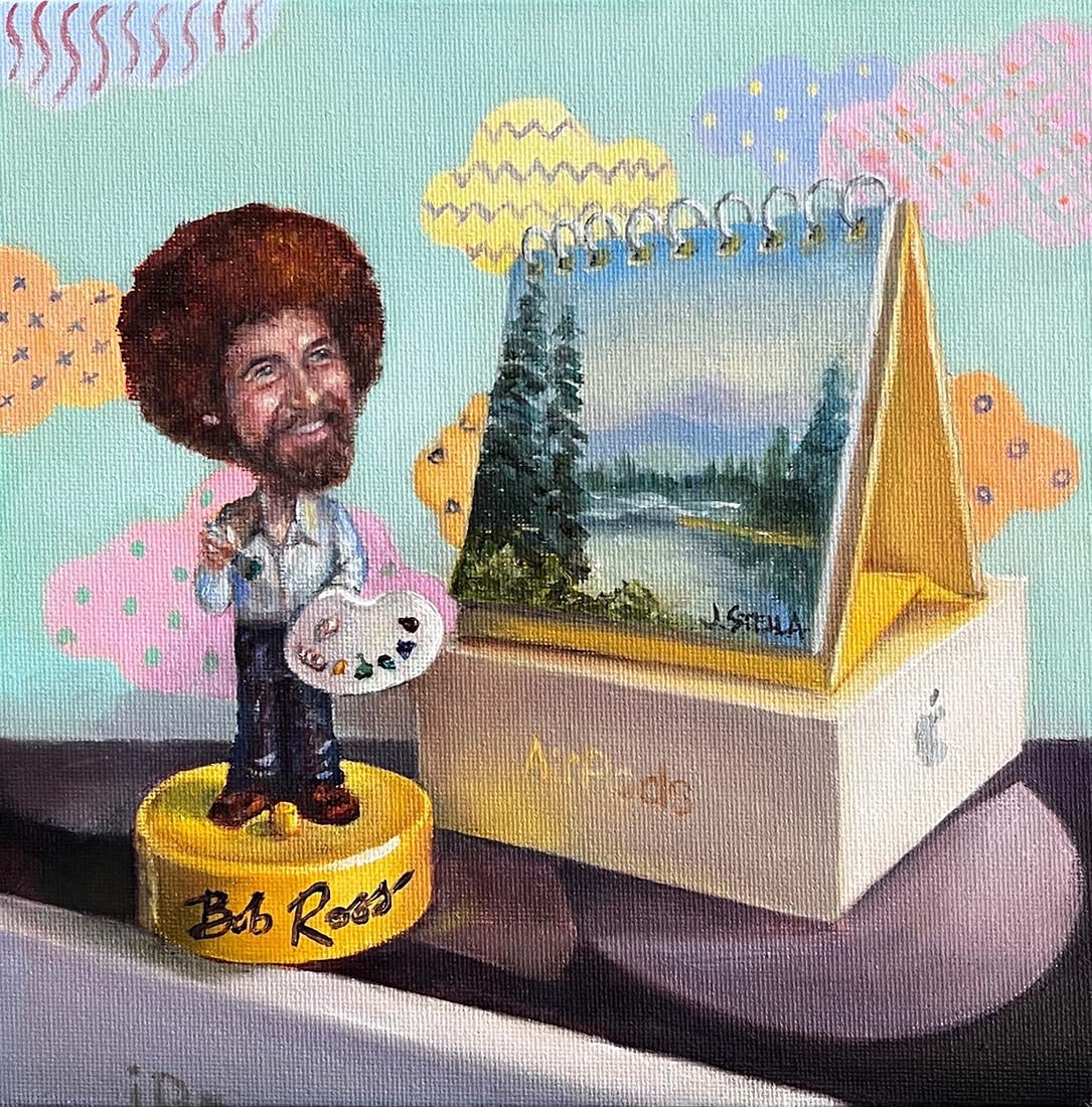 Jacqueline Stella : Happy Little Tree: This Salmagundi work of art is titled, "Happy Little Tree". Oil. 8x8 (size) 10x10 (framed). Jacqueline Stella, an award-winning artist, with her strong classical violinist background trained and